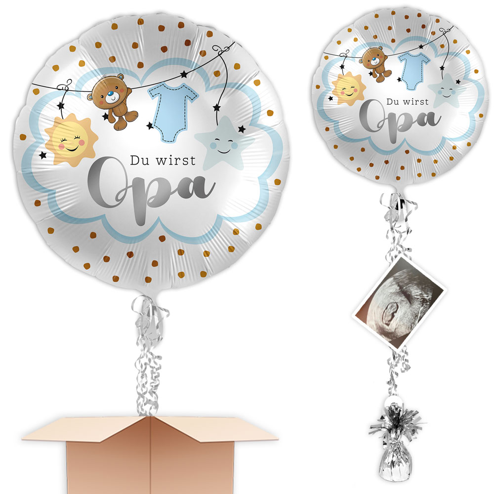 Befüllter Ballon Du wirst Opa Baby Geburt verkünden an Wunschadresse